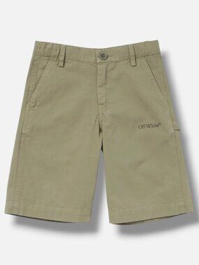 Off-White Kid's Boy's Green Bookish Diagonal Worker Shorts Size 12